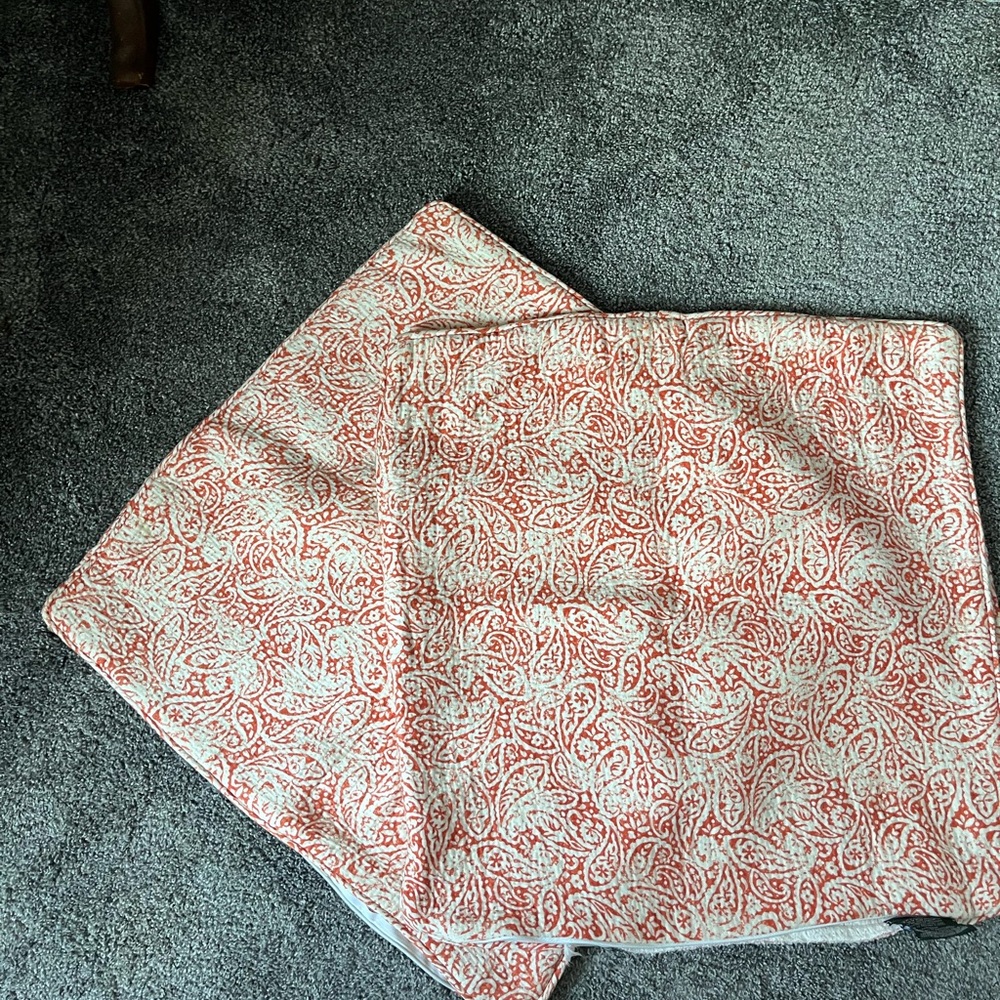 Ralph Lauren Orange and White Paisley Cushion Covers